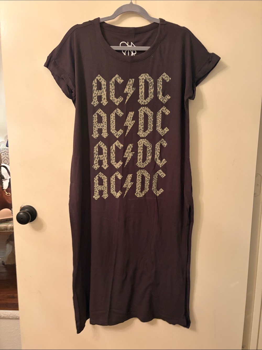 AC/DC vintage black Graphic Tee Dress with Repeated Logo